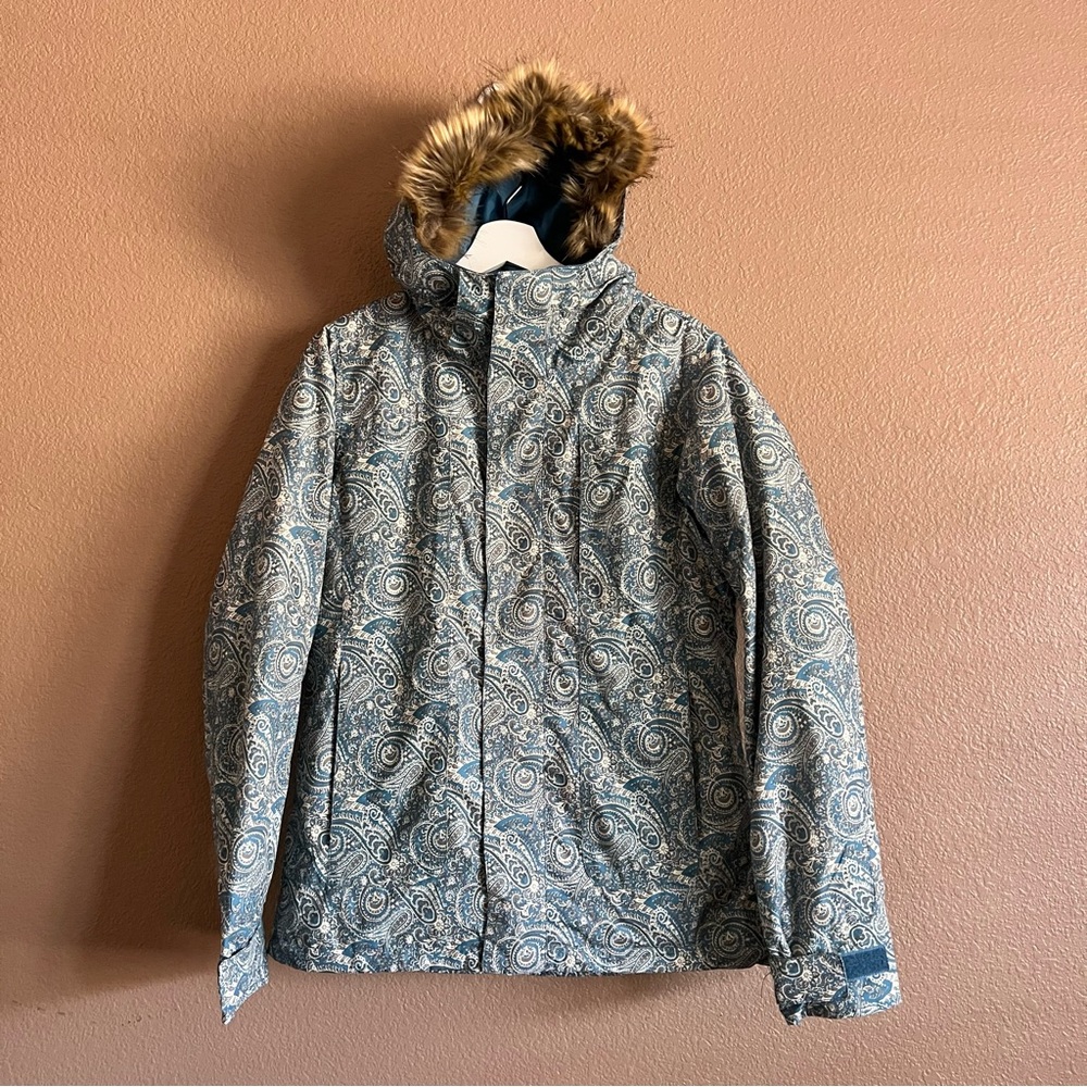 Burton Paisley Julie Dry Ride Winter Ski Jacket with Faux Fur Hood Size Medium